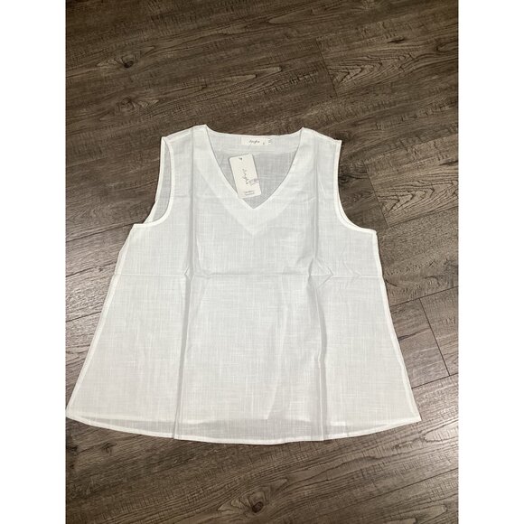 Jinghe Tops - White Sleeveless V-Neck Womens Top By Jinghe Size XL Casual Lightweight V Neck